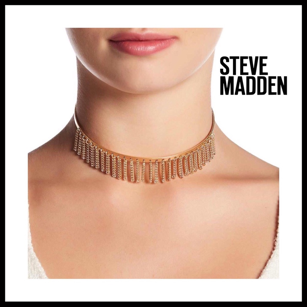 STEVE MADDEN GOLD FRINGE CHAIN BOHO CHOKER - Picture 1 of 6